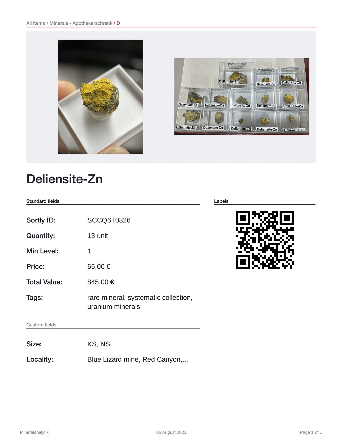 Deliensite-Zn