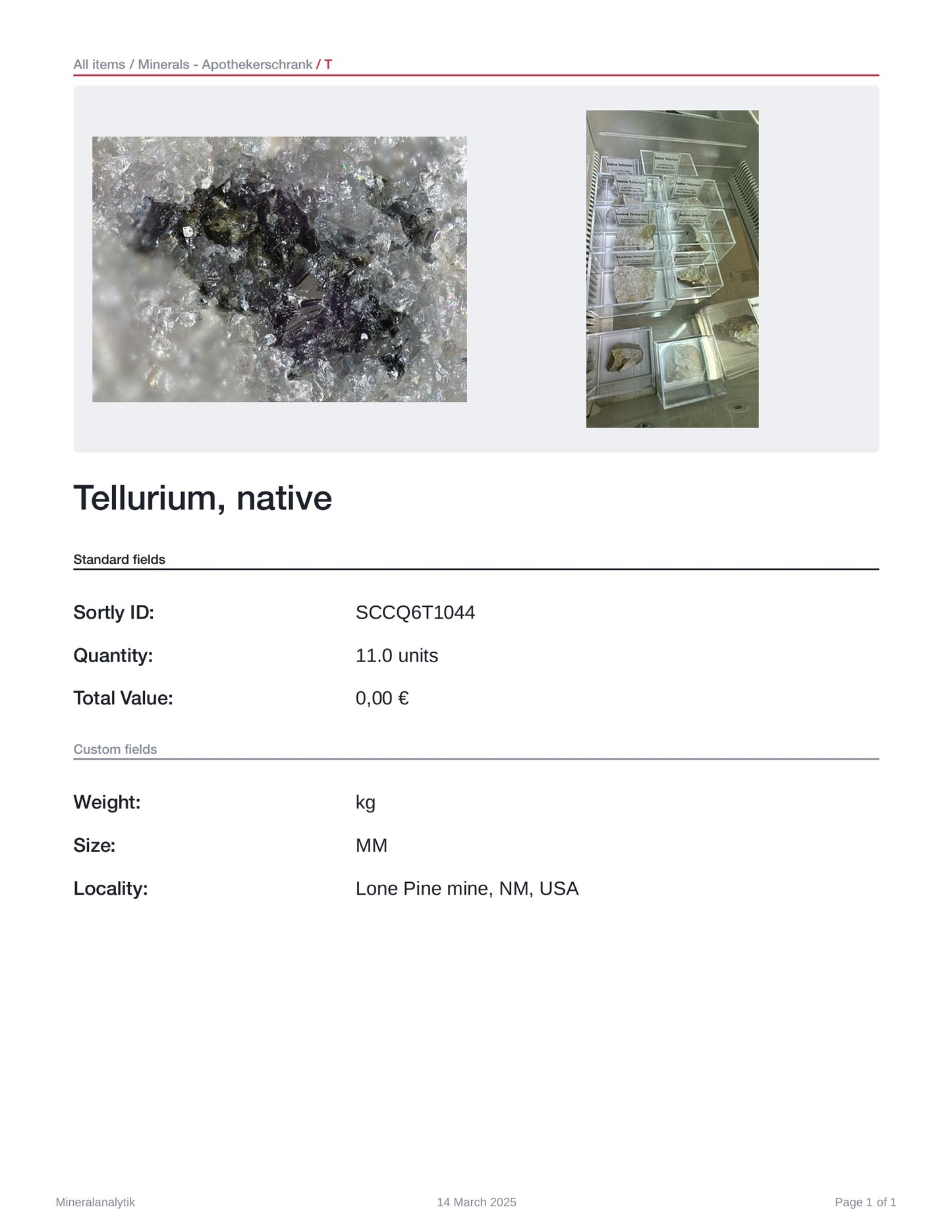 Native Tellurium