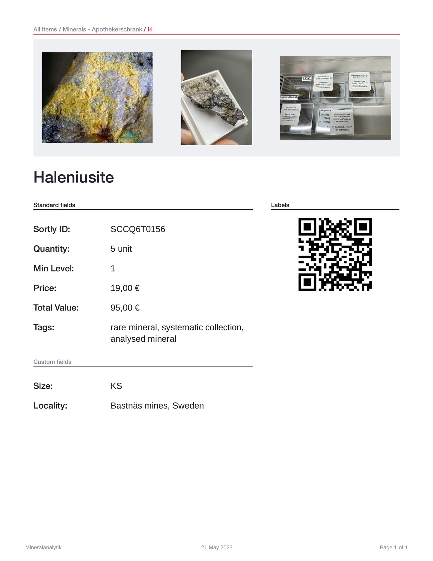 Haleniusite