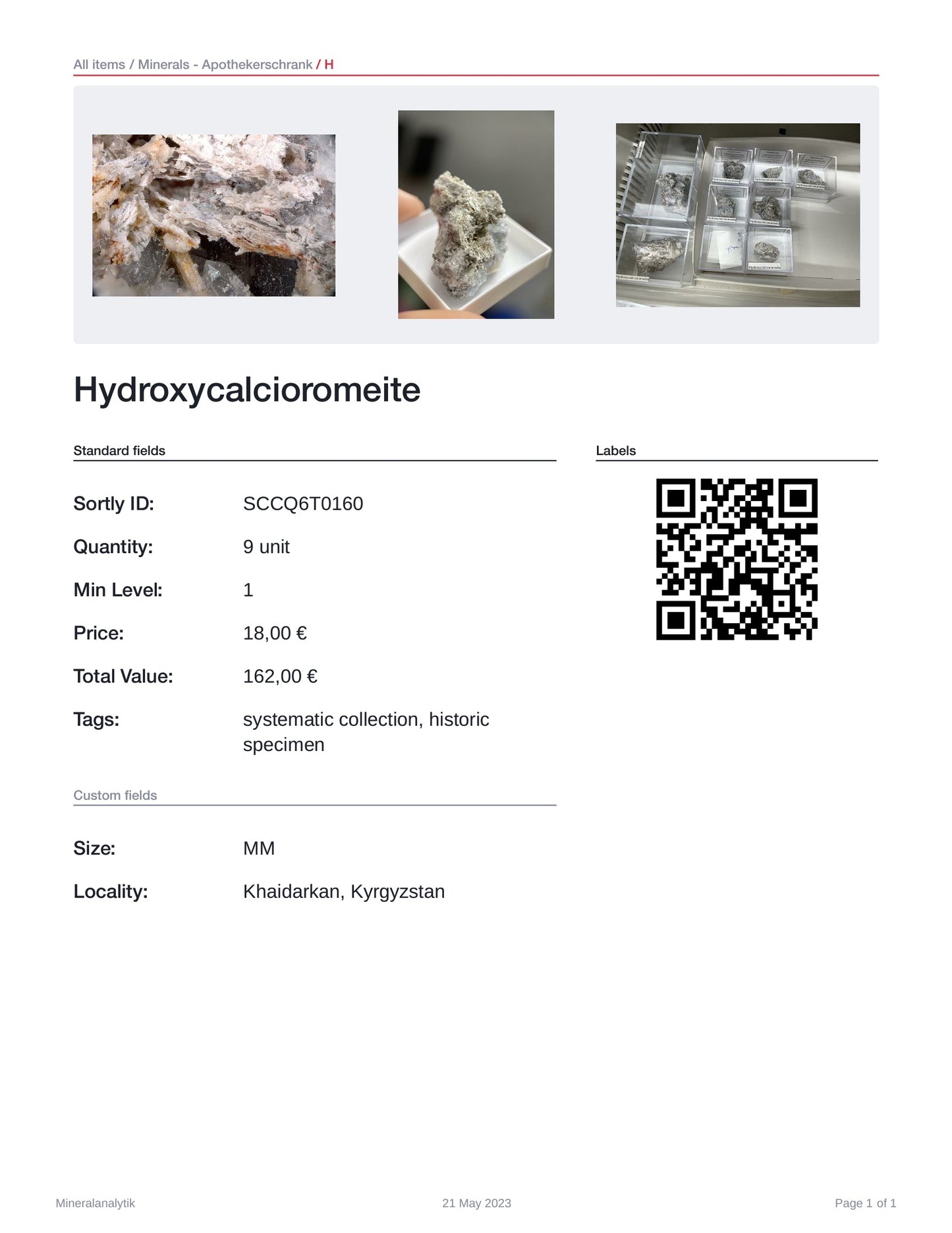 Hydroxycalcioromeite