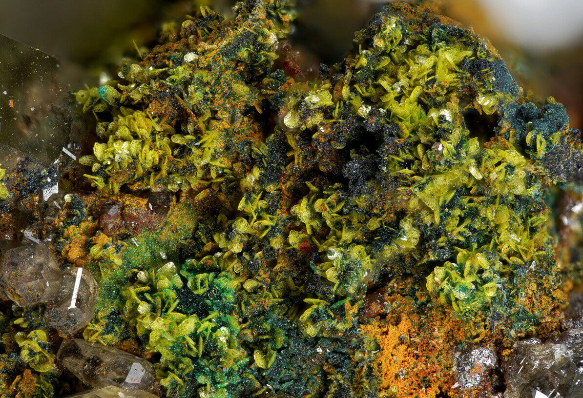 Tsumcorite & Mimetite, Brochantite Tsumeb Mine, Tsumeb, Namibia