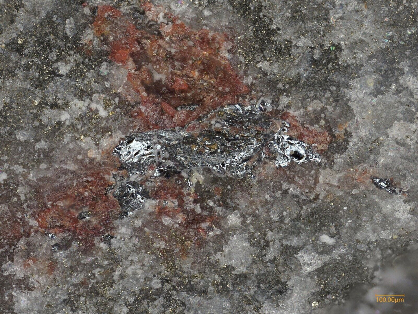 Chabourneite & Wakabayashilite Jas Roux, Valgaudemar, France SEM-EDS conf.