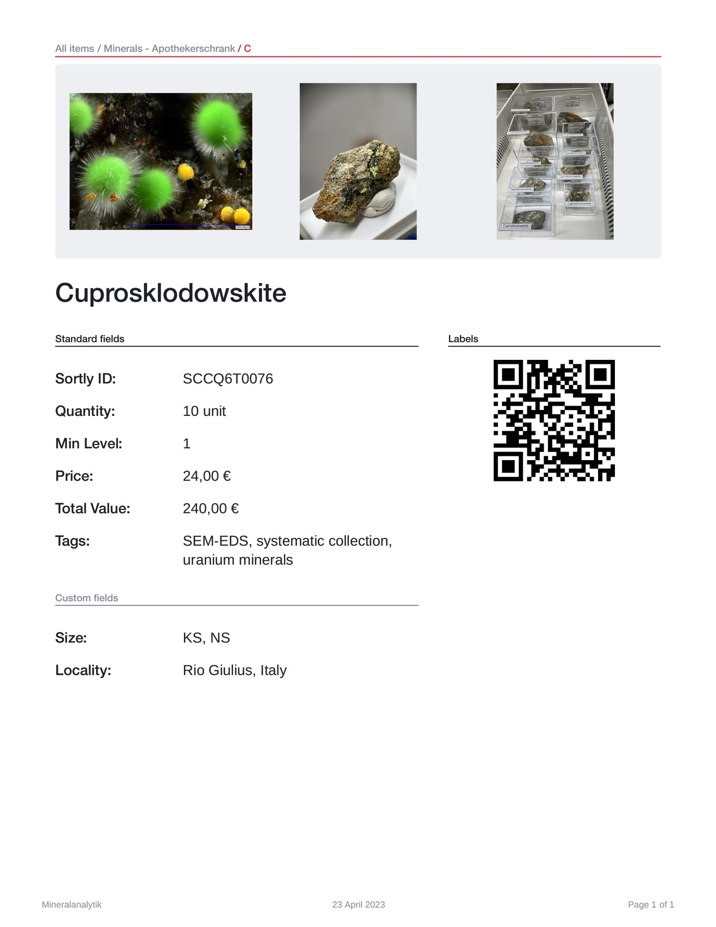 Cuprosklodowskite