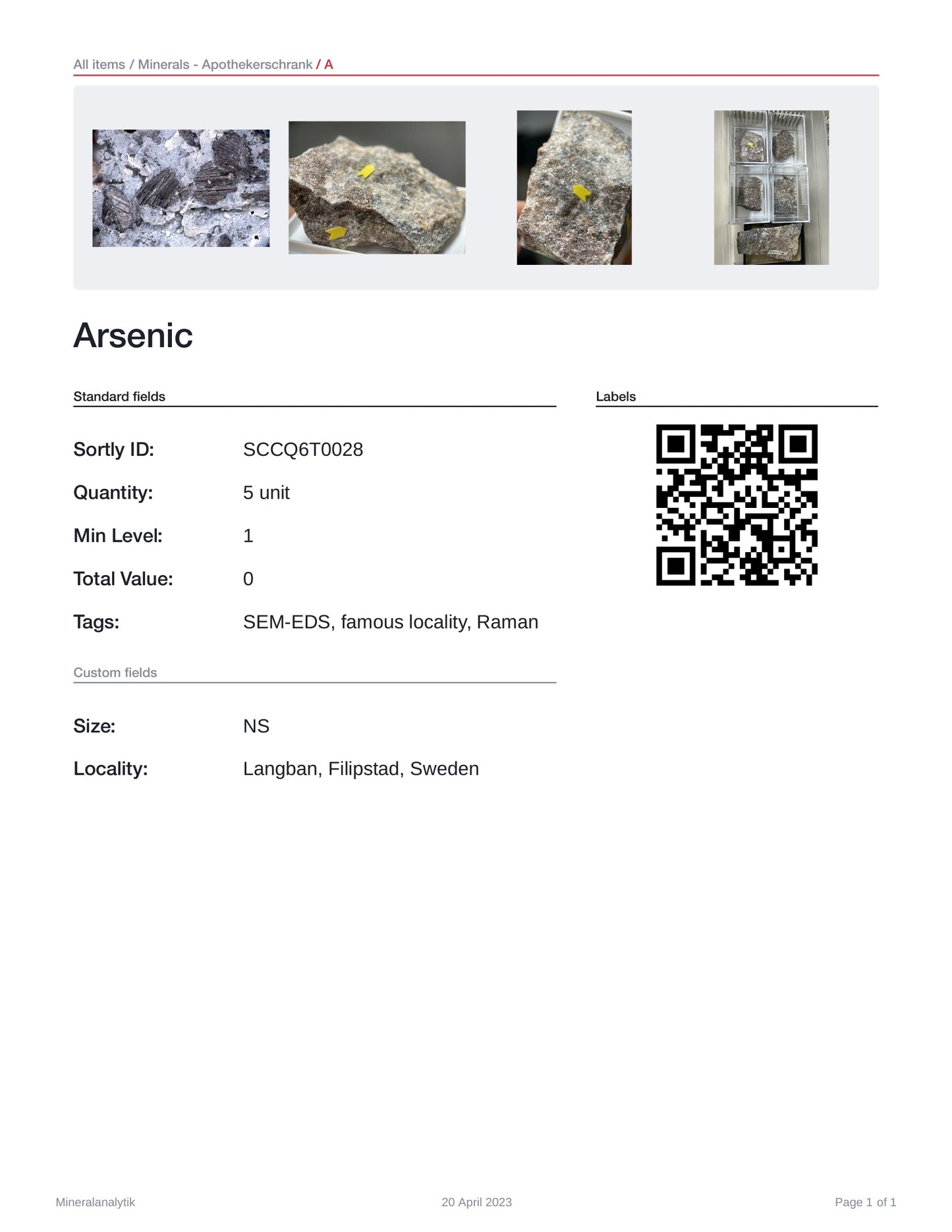 Arsenic, native