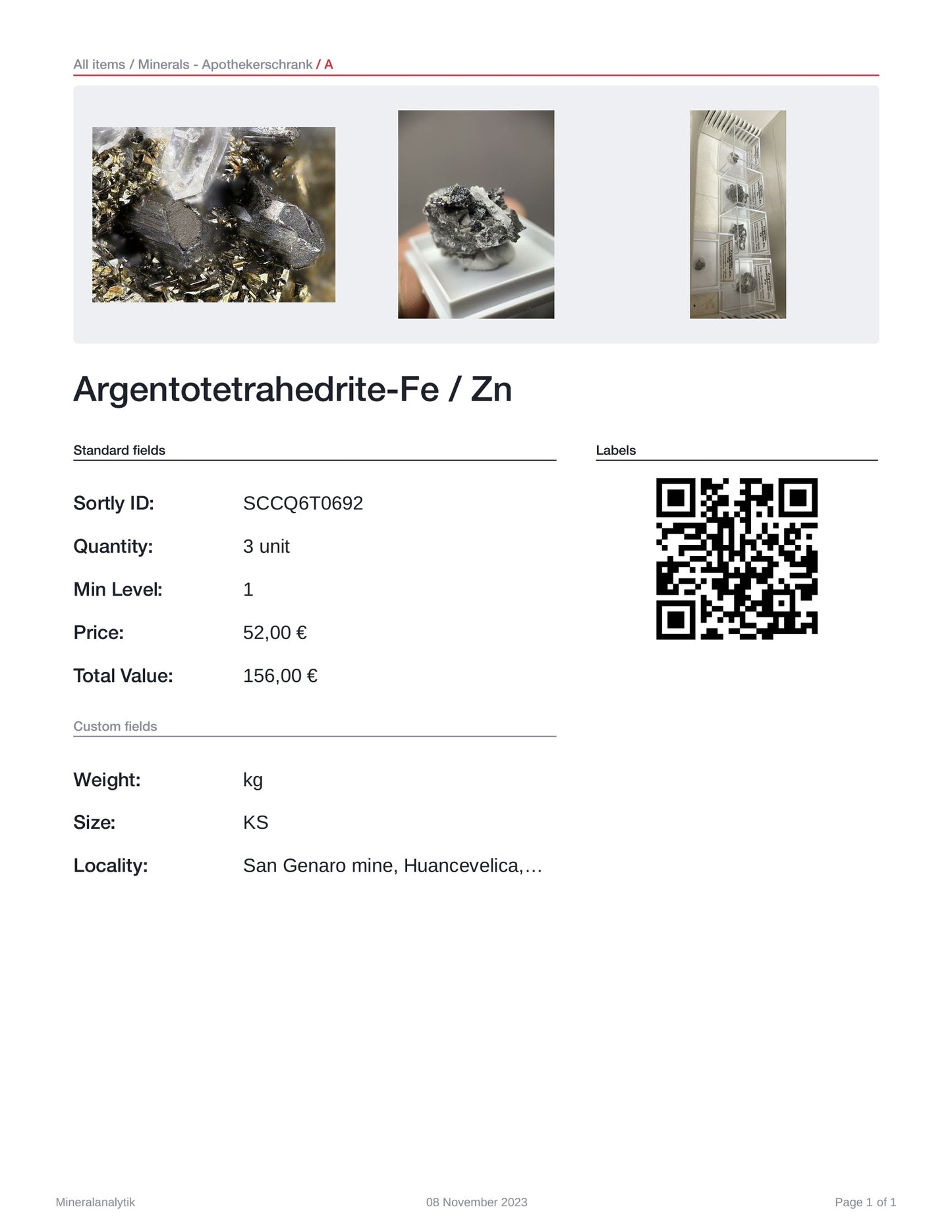 Argentotetrahedrite-Fe / Zn