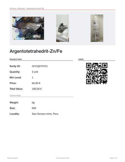 Argentotetrahedrite-Zn/Fe