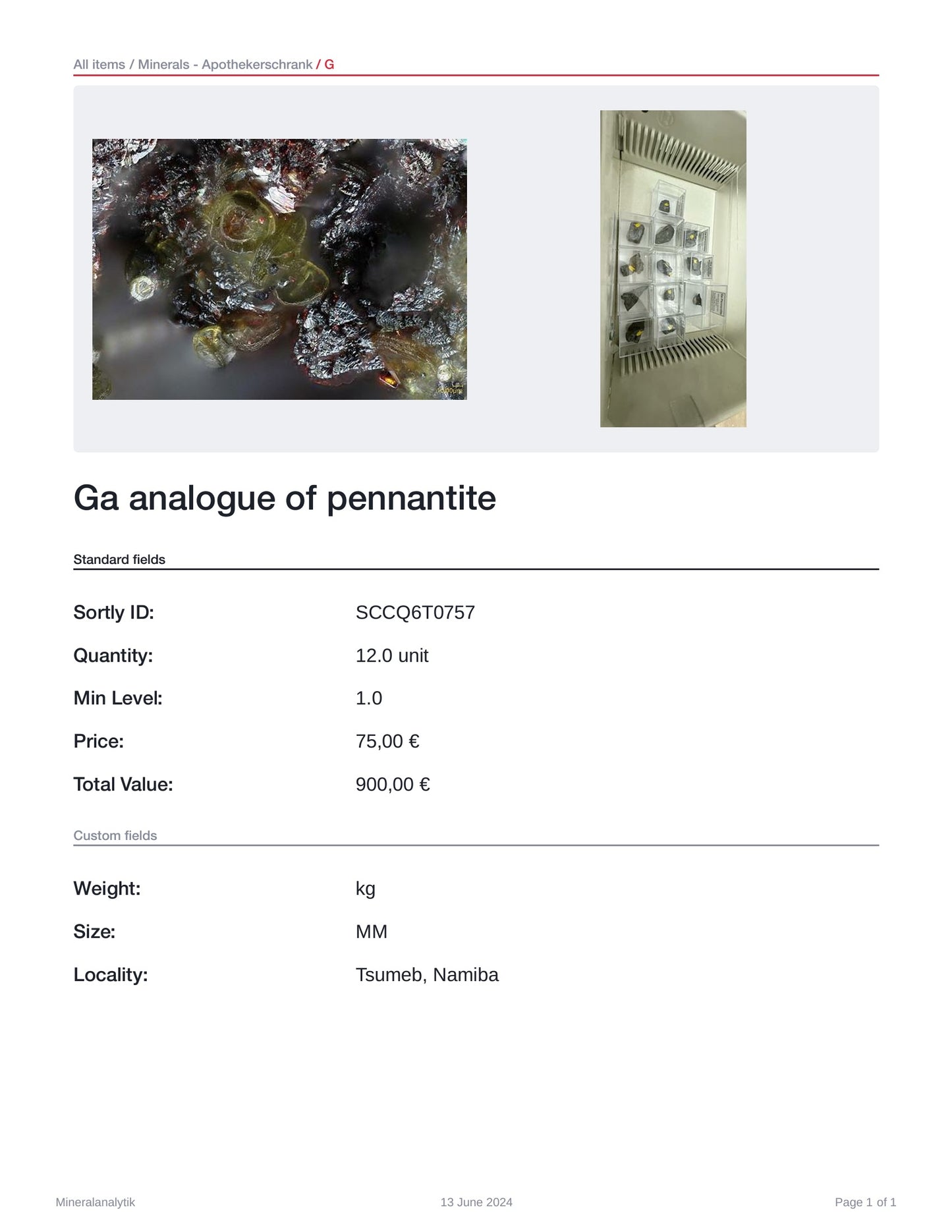 Ga analogue Pennantite