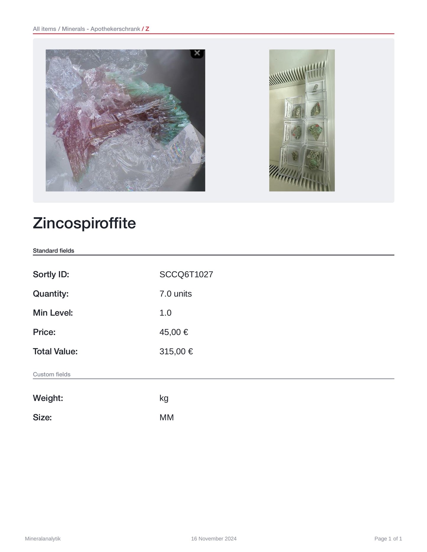 Zincospiroffite