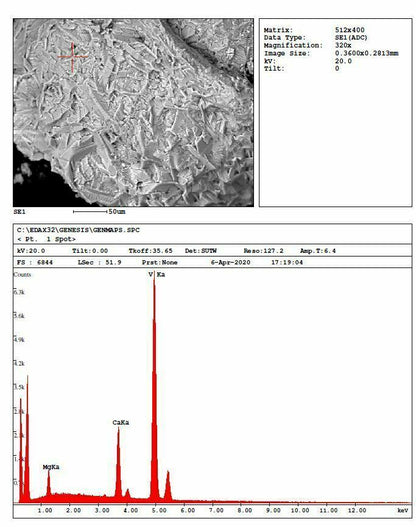 Magnesiopascoite Vanadium Queen mine, Utah, USA analysed