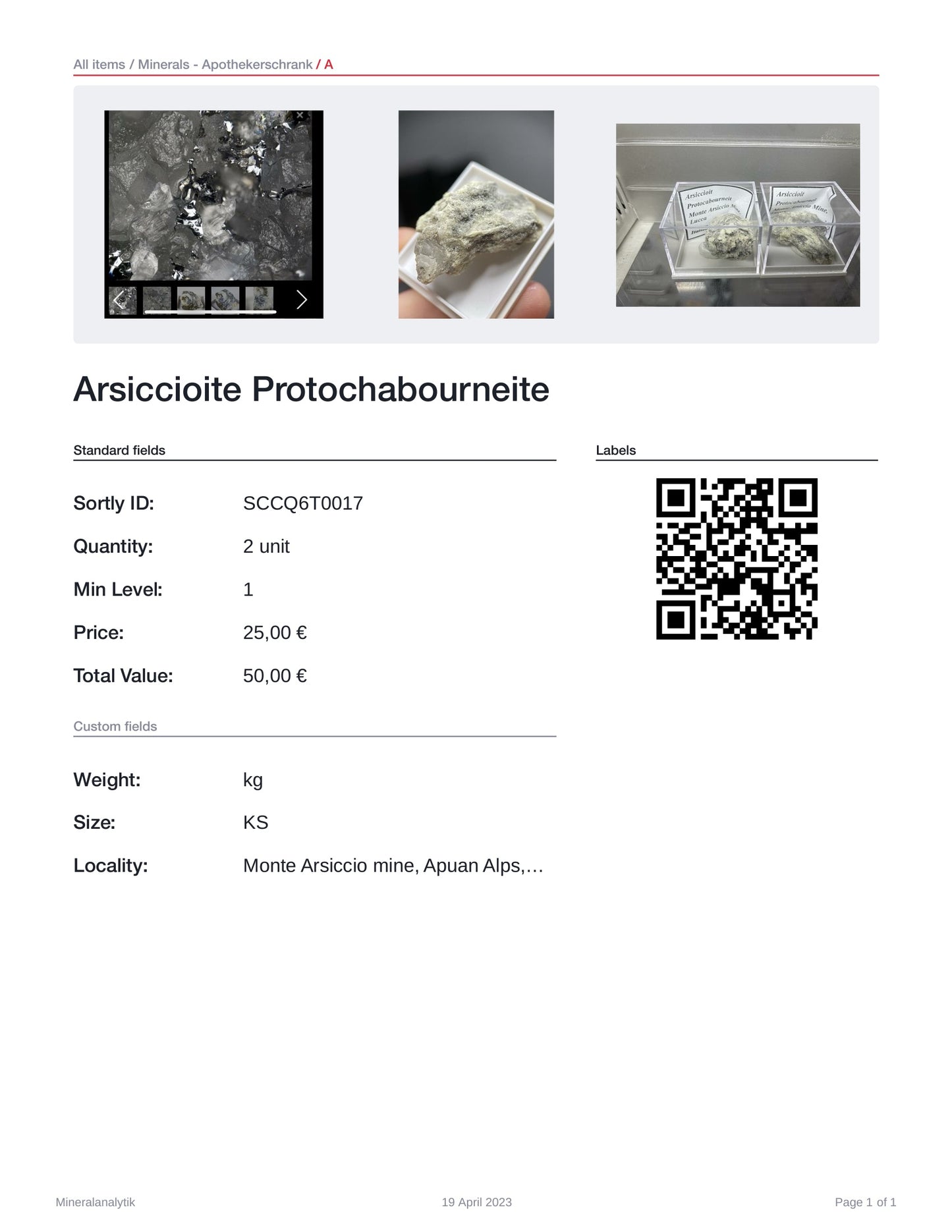 Arsiccioite Protochabourneite