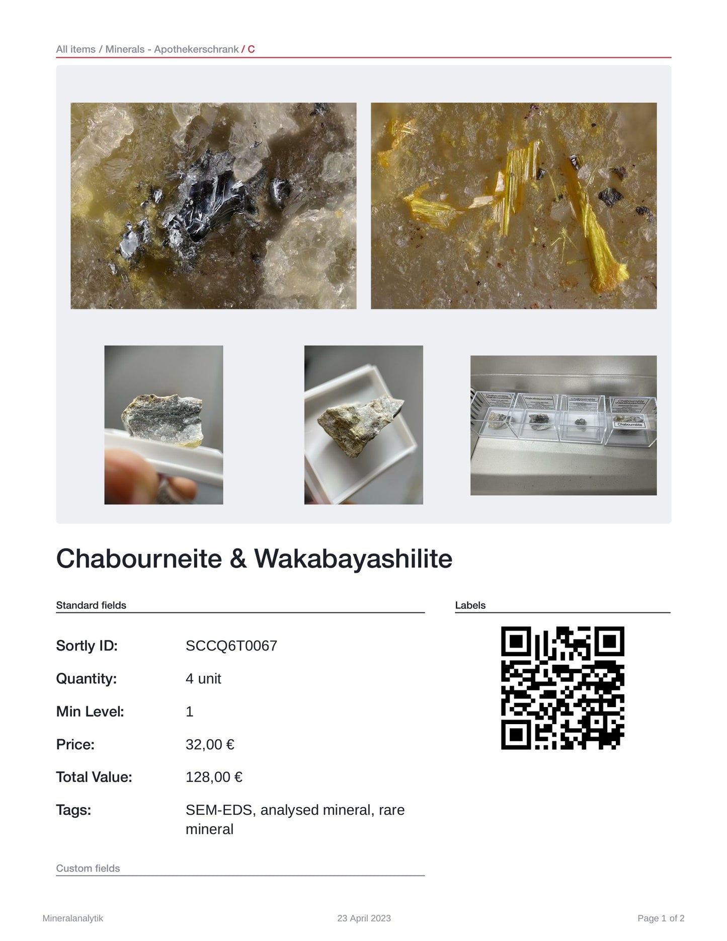 Chabourneite  & Wakabayashilite
